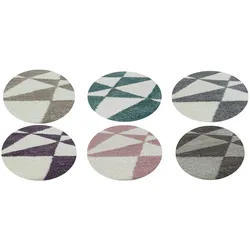 Stilvoller Runde Hochflor Teppich, Modernes geometrisches Design, Shaggy Teppich