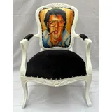 Casa Padrino Luxus Barock Salon Stuhl Schwarz / Mehrfarbig / Weiß Elvis - Handgefertigter Barockstil Stuhl - Luxus Möbel im Barockstil - Barock Möbel - Edel & Prunkvoll