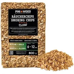 PINI 800 g Räucherchips Buche und Erle gemischt 6-12 mm Smoking Chips Räucherspäne