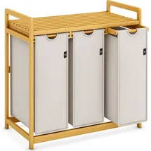 ADEL DREAM AdelDream Wäschekorb 150L, 3 Fächer Wäschesammler mit Bambusrahmen,