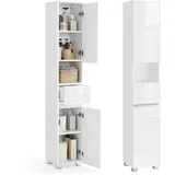 VASAGLE Badezimmerschrank 30 x 30 x 170 cm, mit verstellbaren Ablagen,
