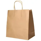 Papstar Tragetaschen, Papier 27 x 32 x 17 cm braun mit gedrehtem Tragegriff
