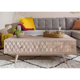 Massivmoebel24 Couchtisch Akazie Weiß 120 x 70 x 40 cm