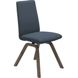Polsterstuhl STRESSLESS "Laurel", blau (blau dinamica, walnuss), B:49cm H:92cm T:59cm, Microfaser DINAMICA (88% Polyester, 12% Polyurethan), Stühle, Polsterstuhl, Low Back, Größe M, mit schräggestellten Beinen in Walnuss