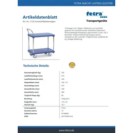 FETRA Kunststoffplattenwagen 200 kg