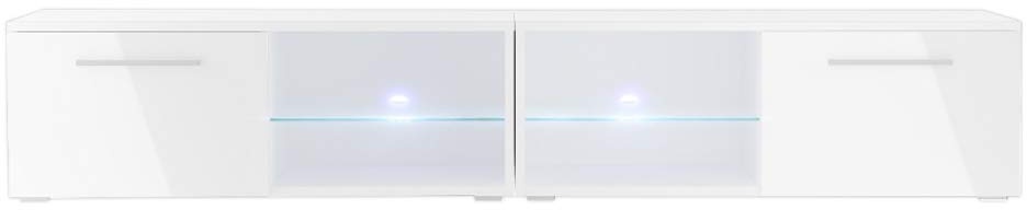 Selsey Tenus Double – TV-Board / TV-Lowboard / Fernsehschrank, weiß, LED in Blau, 200 x 40 x 34 cm