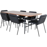 ebuy24 UnoWA Essgruppe Esstisch Nussbaum dekor und 6 Tvist Esszimmerstühle PU Kunstleder schwarz.