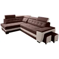 Sonstige Verlage Robin Grand Ecksofa mit Schlaffunktion Bettkasten Kopfstützen 277x180x86 Braun Creme Links - Braun/Creme