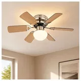 GLOBO LIGHTING Deckenventilator, Deckenventilator mit Beleuchtung und Zugschalter 2 Flügelfarben silberfarben