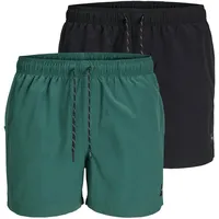 JACK & JONES Badeshorts 2er Pack in Schwarz/Grün S