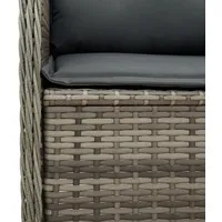 vidaXL 3-tlg. Garten-Lounge-Set mit Kissen Grau Poly Rattan