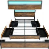 Costway Doppelbett 160 x 200 cm Braun