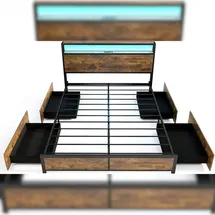 Costway Doppelbett 160 x 200 cm Braun