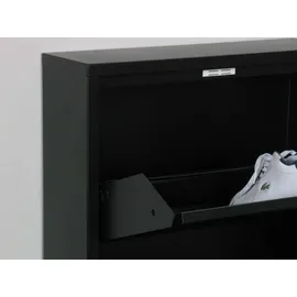 VCM ebuy24 Schuhschrank mit 4 Klappen/ in Metall Schwarz