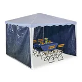 Relaxdays Pavillon, 3er Set, 2x3 m, wasserdicht, mit Klettverschluss, PE, ohne Fenster, dunkelblau