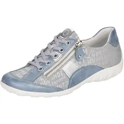 Schnürschuh REMONTE, Damen, Gr. 43, silber (hellblau, silberfarben), Leder, Lederimitat, sportlich, Schuhe, mit feinem Metallic-Schimmer, Freizeitschuh, Halbschuh, Schnürschuh