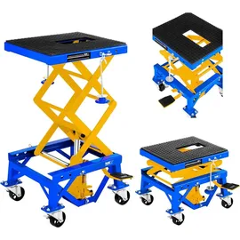 MSW Hebebühne Metall 51 cm x 49 cm x 86,5 cm blau mit Rollen 135 kg