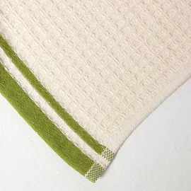 Homescapes GESCHIRRTÜCHER Olive, 2er-Set Waffelpiqué, 100% Baumwolle