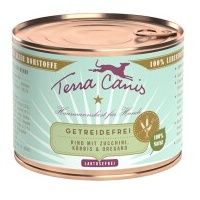 Terra Canis Getreidefrei 200g Dose Hundenassfutter 12 x 200 Gramm Rind mit Zucchini, Kürbis & Oregano