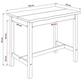vidaXL Bartisch EKAI 112 x 70 x 91 cm Weiß