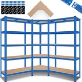 Masko MASKO® 3er Set Metall Regalsystem Lagerregal 1 Eckregal & 2 Lagerregale 15 Böden MDF-Platten Regal 2625 kg Werkstattregal Kellerrregal Garage Schwerlastregal Steckregal MDF-Platten