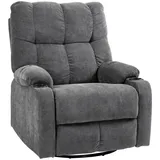 Homcom Relaxsessel Fernsehsessel mit Liegefunktion, Schaukelfunktion Drehbar TV-Sessel mit Fußstütze, Taschenfederkern und Becherhalter, Dunkelgrau - Dunkelgrau