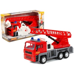 LEAN Toys Spielzeug-Auto Feuerwehrauto „Almaz“ Leiter Feuerwehrauto Fahrzeug Feuerwehrauto Auto rot
