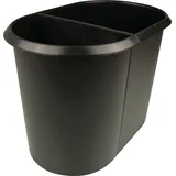 Helit Papierkorb Duo-System ohne Deckel 1x20l + schwarz