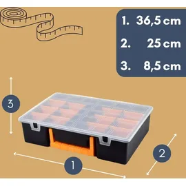 GarPet 2er Set Sortimentskasten 17 Fach mit Tragegriff Sortierkasten für Kleinteile Organizer Schrauben Sortierbox Kleinteilemagazin Sortimentsboxen