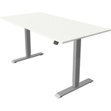 Kerkmann Move 1 elektrisch höhenverstellbarer Schreibtisch weiß rechteckig, T-Fuß-Gestell silber 160,0 x 80,0 cm