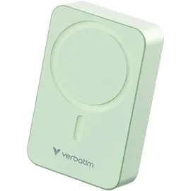 Verbatim Charge 'n' Go Essentials Powerbank MagSafe 20.000 mAh 15W magnetisch, PD 20W Schnellladefunktion mit LED-Anzeige für iPhone 16/15/14/13/12 Pro/Pro Max, inkl. USB-C-auf-USB-C-Kabel, Grün