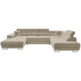 Mirjan24 Wohnlandschaft Torezio Bis, mit Bettkasten und Schlaffunktion, Einstellbare Kopfstützen, 346x203x70-90 cm, Wohnzimmer, Sofas - Couches, Wohnlandschaften, Wohnlandschaften in U-Form