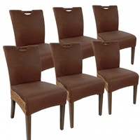 Amagohome Rattanstühle Esszimmer Stühle Set 6 Stück Wintergarten Stühle Bilbao Polsterstühle prairie brown