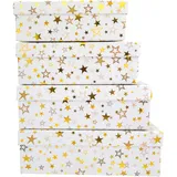 IDENA 4 Geschenkboxen Sterne, weiß/gold/silber Weihnachten