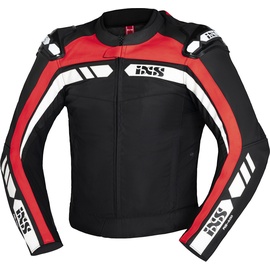IXS RS-500 1.0 Motorrad Leder/Textiljacke, schwarz-weiss-rot, Größe 48