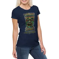 Urban Backwoods Print-Shirt Tiki Head II Damen T-Shirt Hawaii Tattoo Rockabilly Custom Psychobilly (1-tlg) Hot Rod Tattoo Bar blau XL