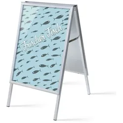 SHOWDOWN Displays Showdown Kundenstopper - DIN A1 - Komplett-Set - Frischer Fisch Deutsch - Blau/Schwarz