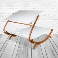purehaven Loungebett mit Sonnendach 220x168x135cm für 2 Personen massiv Holzrahmen Kopfkissen Garten (220 cm)