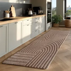 Teppich AYYILDIZ TEPPICHE "POMPEI 1611", beige, B:80cm H:12mm L:150cm, Microfaser, Teppiche, Läufer, pflegeleichte Oberfläche, leicht zu reinigen, Kurzflor