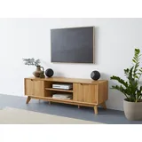 Andas Lowboard ANDAS "Pandrup", braun (eiche), B:135cm H:44cm T:40cm, Dekorfolie, Hartfaserplatte, MDF, Sideboards, Lowboard, Kommode mit 3 Einlegeböden und Kabeldurchführung, B:135 cm