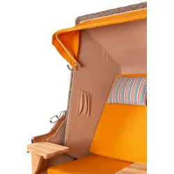 Mr. Deko Strandkorb - bene living - Schaalsee Teak - PE grau - Modell 586 - inkl. Liftersystem