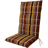 Doppler Hochlehner-Auflage Spot 118x48x5 cm – Weiches Gartenstuhl-Polster Braun kariert | Komfortable Sitzauflage mit Bindebändern für Balkon, Terrasse & Garten