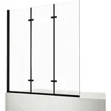 EMKE Emke, - Duschwand Für Badewanne Mattschwarzer Badewannenfaltwand 3-teilig Faltbar 120x140cm Badewannen-duschwand 6mm Nano-glas