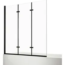EMKE Emke, - Duschwand Für Badewanne Mattschwarzer Badewannenfaltwand 3-teilig Faltbar 120x140cm Badewannen-duschwand 6mm Nano-glas