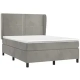 vidaXL Boxspringbett mit Matratze Hellgrau 140x200 cm Samt