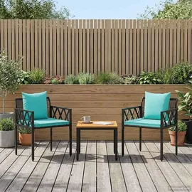 vidaXL Gartenmöbel-Set 3-tlg. Schwarz/Türkis