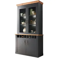 Furn.design Vitrinenschrank in grau und Wotan Eiche Landhaus Wohn-
