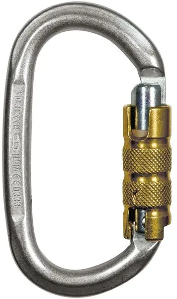 TEUFELBERGER Trilock-Karabiner Stahl Oval EN 362 silber/gold Öffnungsweite 22 mm