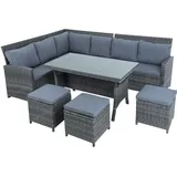 Polyrattan Sofa Set 7-tlg grau