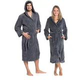 ZOLLNER unisex, Bademantel,, mit Kapuze 100% Polyester XXL graphit
